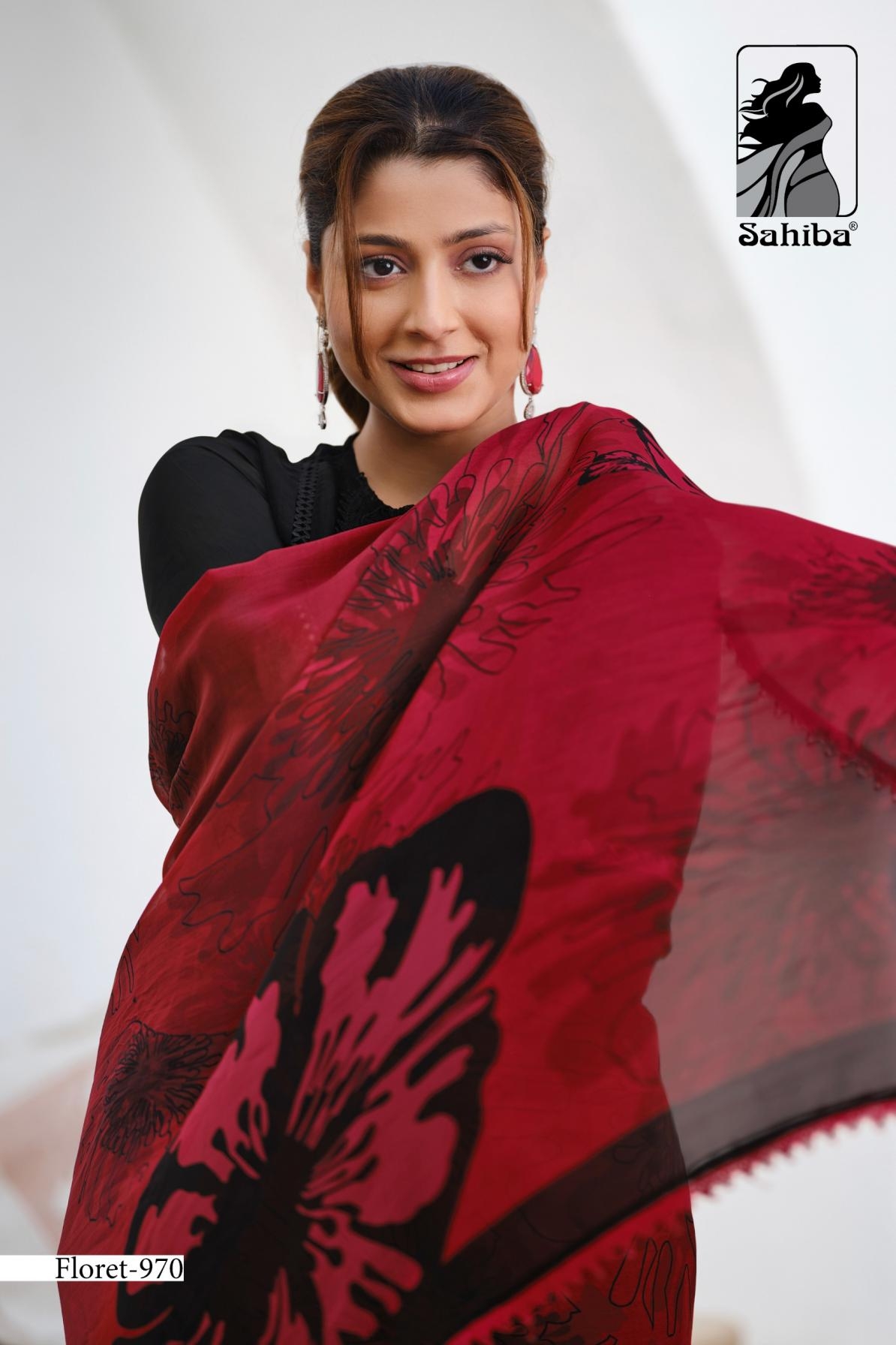 sahiba floret ORGANZA SILK DYED WITH EMBROIDERY HAND WORK wholesale suit 